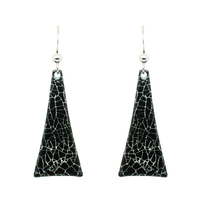 Black Crackle Earrings, Sterling Silver Earwires, Item# 1969