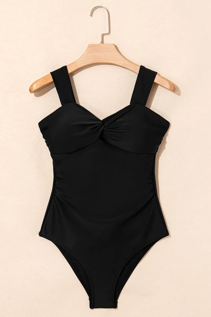 Black Cut out Twist Bowknot Backless One Piece Swimsuit - Swimwear/One