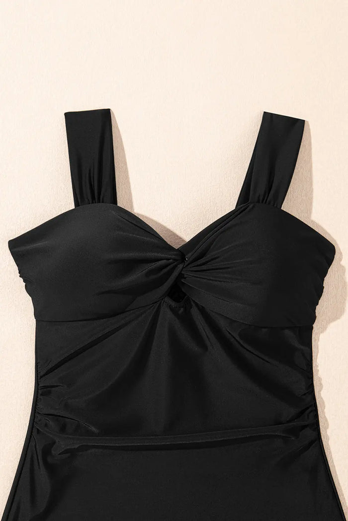 Black Cut out Twist Bowknot Backless One Piece Swimsuit - Swimwear/One