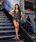 Black Diamonds Short Prom Dress Glitter Crystal Rhinestone Bead Birthday Party