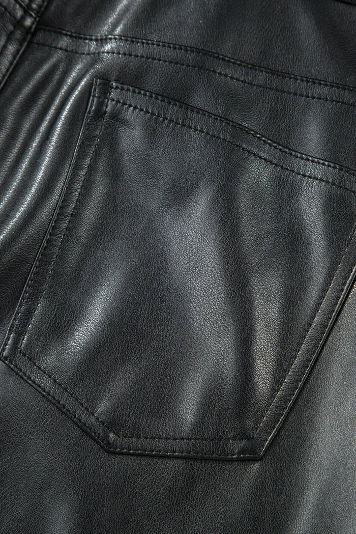 Black Faux Leather Side Slit Maxi Skirt - Occasionwear/skirts