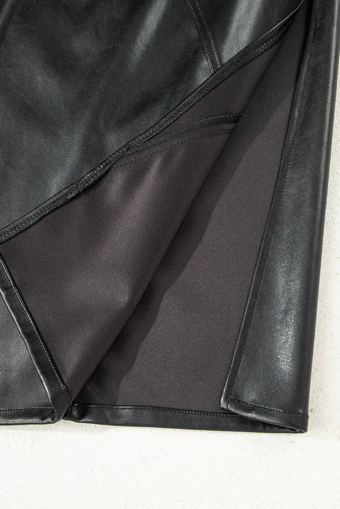 Black Faux Leather Side Slit Maxi Skirt - Occasionwear/skirts