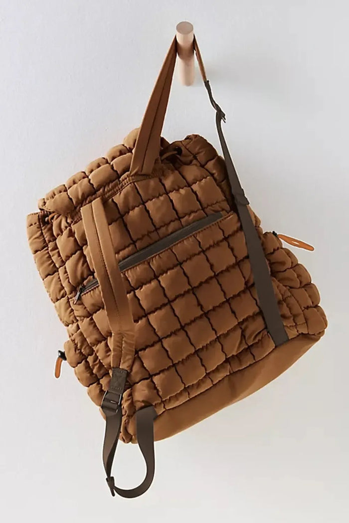 Black Solid Flapped Quilted Puffer Backpack - Shoes & Bags/Backpacks