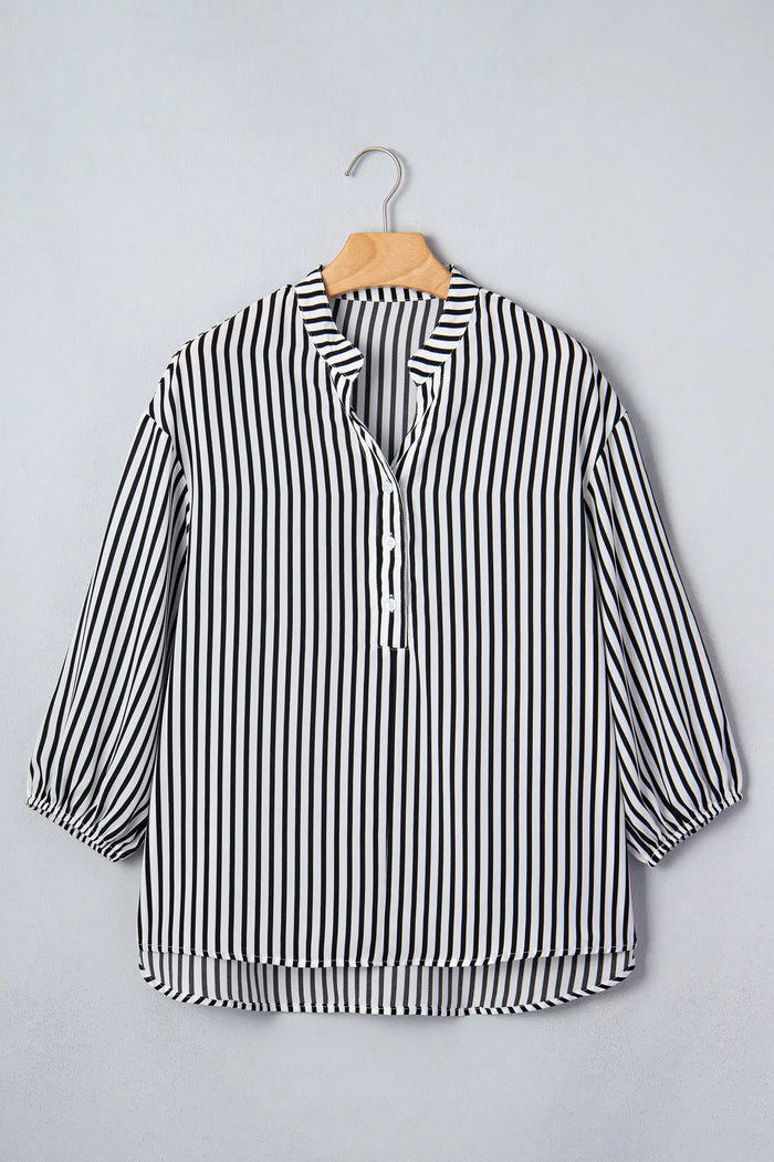 Black Striped Half Sleeve Button-Up Shirt – Black Stripe