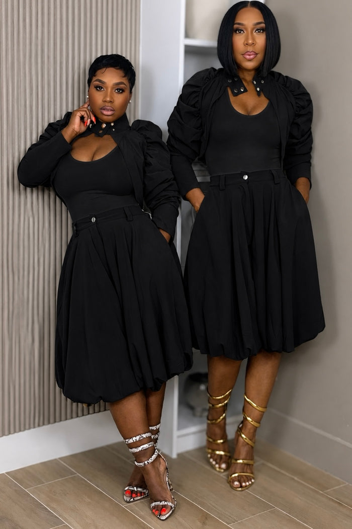 Blair Upscale Crop Jacket And Pleated Culotte Set Black