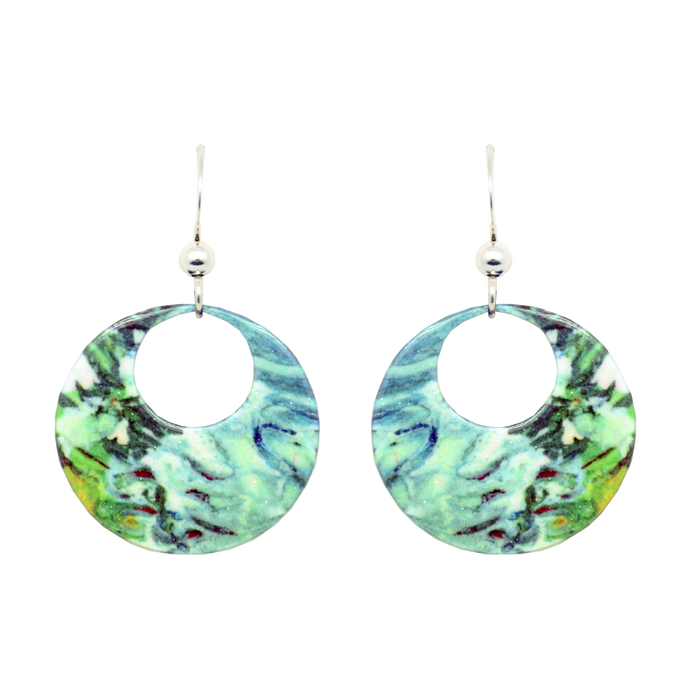 Blue Water Earrings, Sterling Silver Earwires, Item# 1966