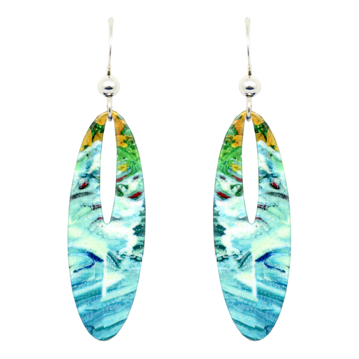 Blue Water Earrings, Sterling Silver Earwires, Item# 1967