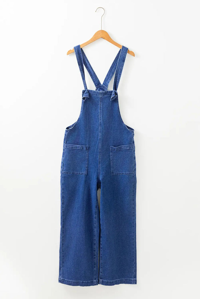 Blue Wide Leg Denim Dungarees
