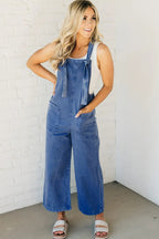 Blue Wide Leg Denim Dungarees