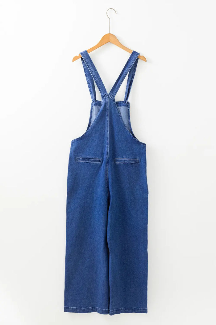 Blue Wide Leg Denim Dungarees