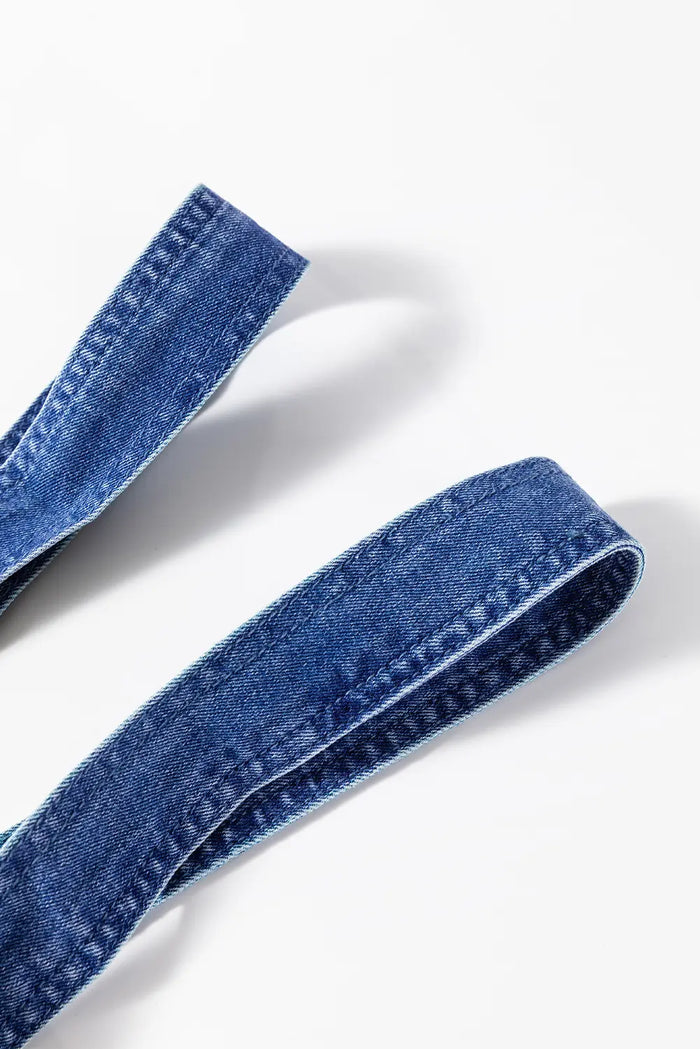 Blue Wide Leg Denim Dungarees