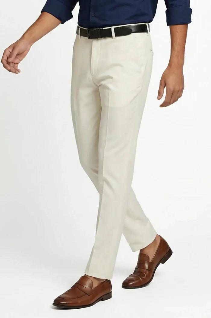 Blutailor ivory formal trousers in premium fabric with a custom tailored fit, designed for a refined, elegant, and versatile look.
