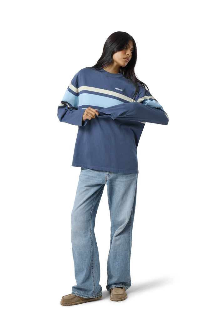 Boardwalk Long Sleeve Tee in Mid Blue