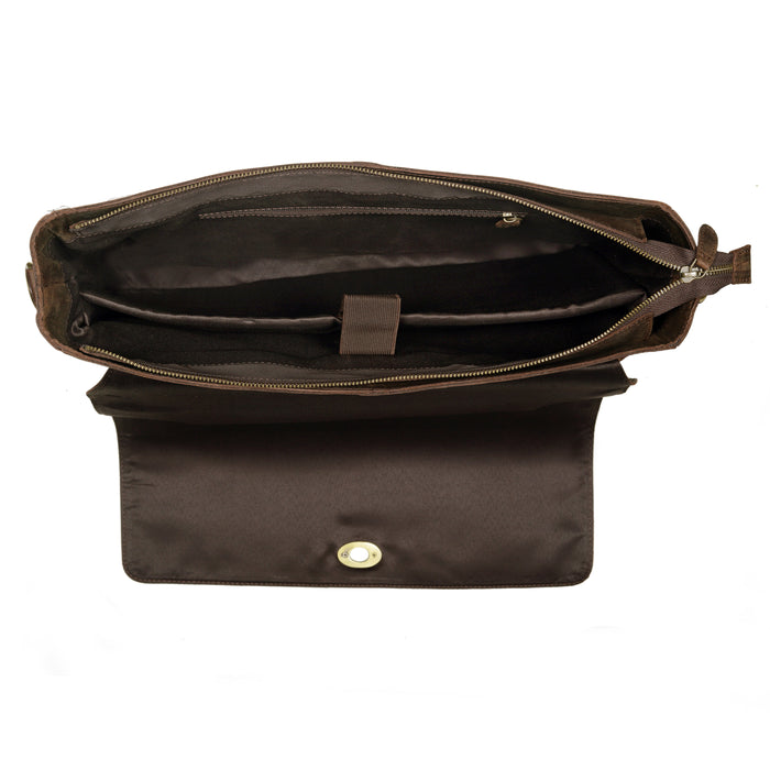 Bogo: Brown Leather Messenger Bag With Tree of Life Journal