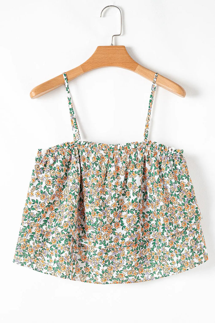 Boho Floral Spaghetti Strap Ruffle Summer Top - Tops/Blouses & Shirts