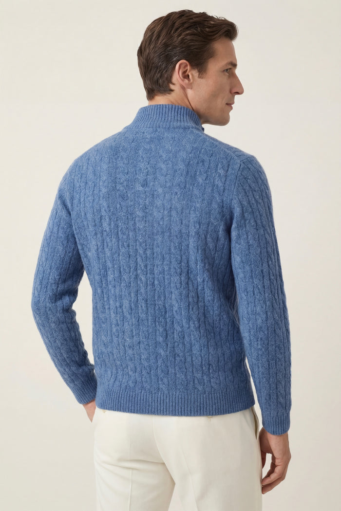 Bolzano Cable Zip Knit Blue