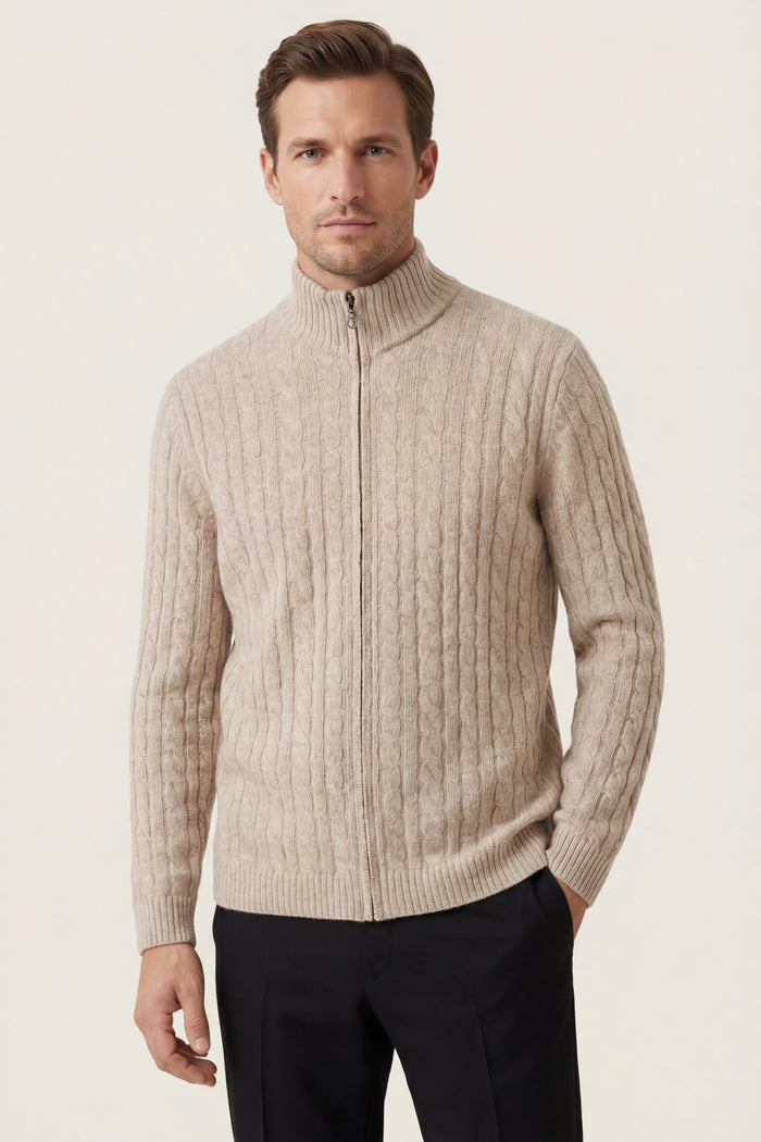 Bolzano Cable Zip Knit Camel