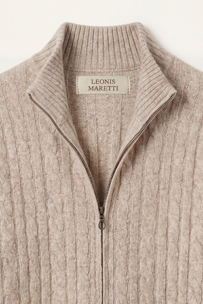 Bolzano Cable Zip Knit Camel