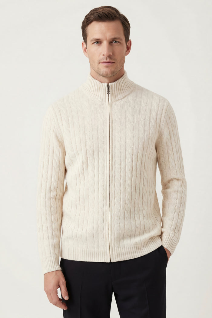Bolzano Cable Zip Knit Ivory