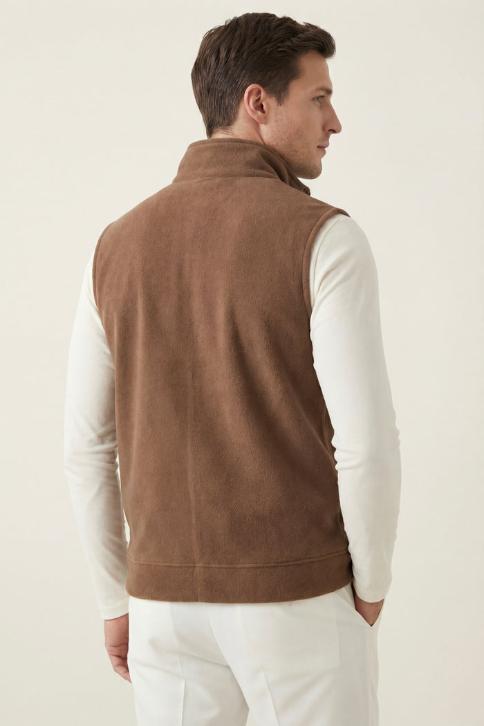 Bormio Zip Fleece Vest Brown