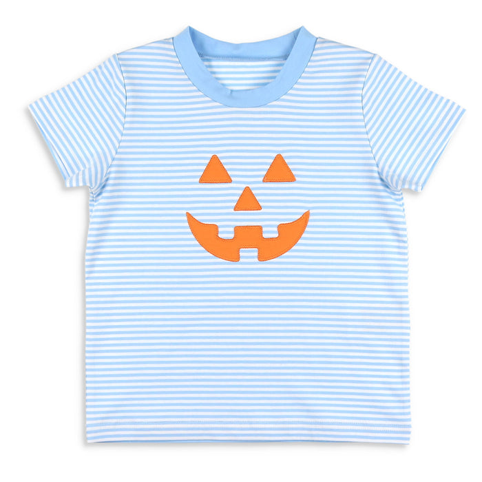 Boys Jack-O-Lantern Shirt - Blue Stripe
