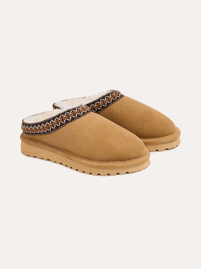 Braid Trim Sheepskin Clogs
