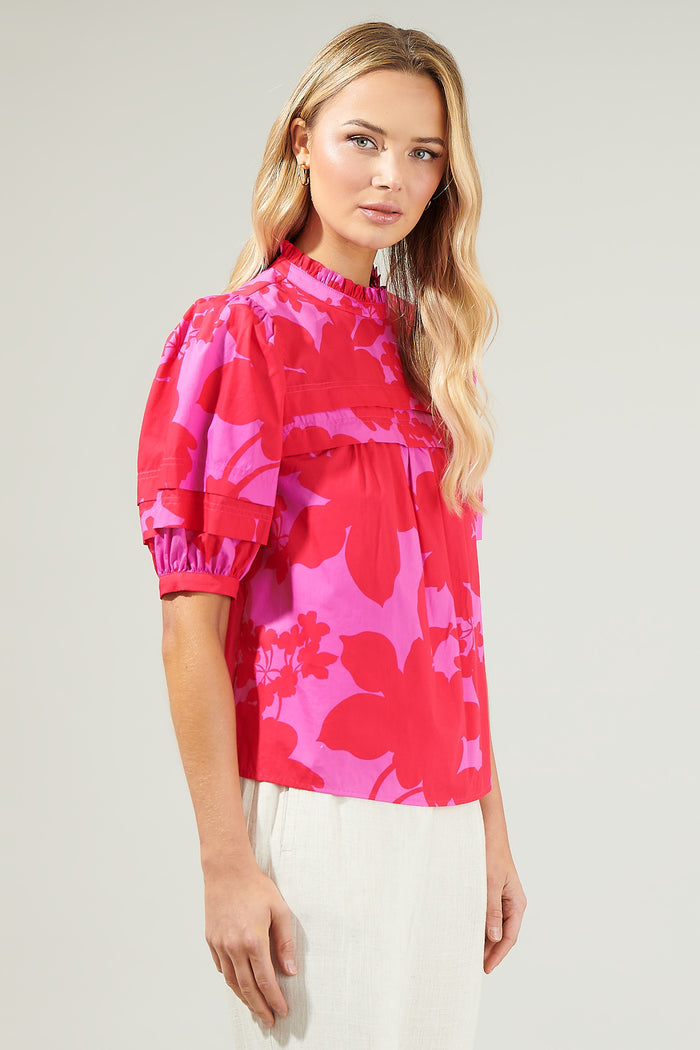 Briff Floral Ever After Mock Neck Blouse