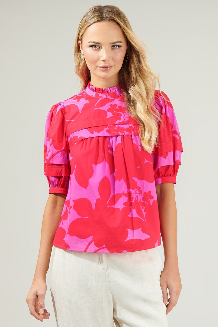 Briff Floral Ever After Mock Neck Blouse