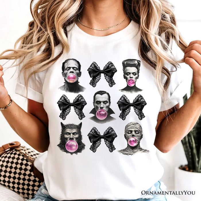Bubblegum Classic Monster T-Shirt, Funny Coquette Bow Tee with Retro Style T-Shirts OrnamentallyYou