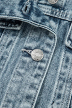 Button Flap Pocket Frayed Detail Denim Vest - Outerwear/Vests