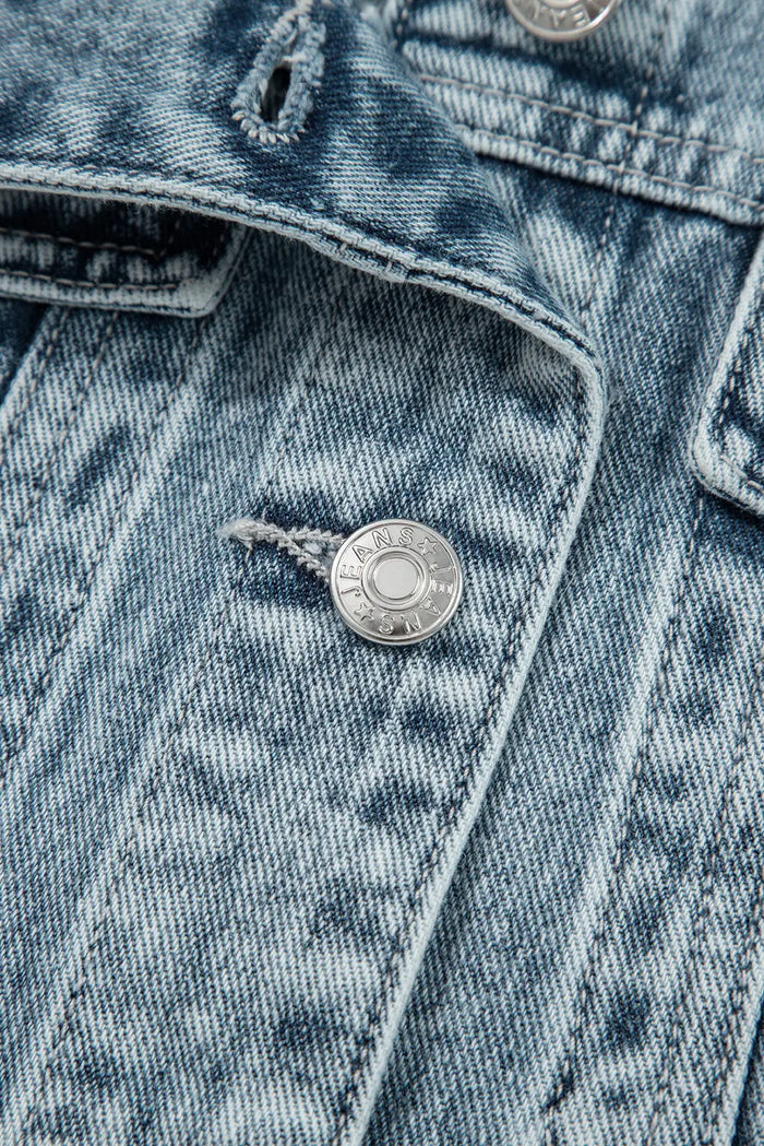 Button Flap Pocket Frayed Detail Denim Vest - Outerwear/Vests