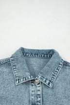 Button Flap Pocket Frayed Detail Denim Vest - Outerwear/Vests