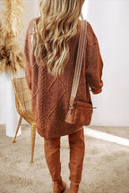 Cable Knit Drop Shoulder Loose Fit Sweater Dress - Sweaters & Cardigans/Sweater Dresses