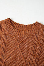 Cable Knit Drop Shoulder Loose Fit Sweater Dress - Sweaters & Cardigans/Sweater Dresses
