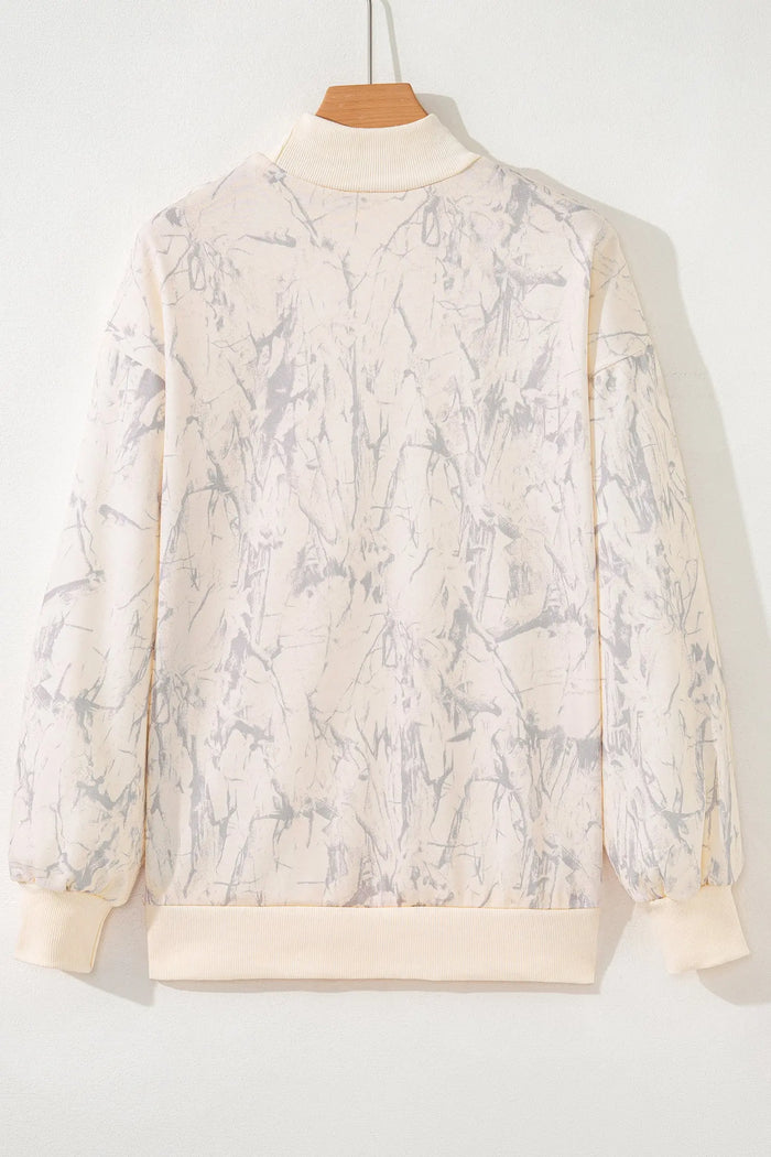 Camo Mock Neck Baggy Sweatshirt - Tops/Sweatshirts & Hoodies