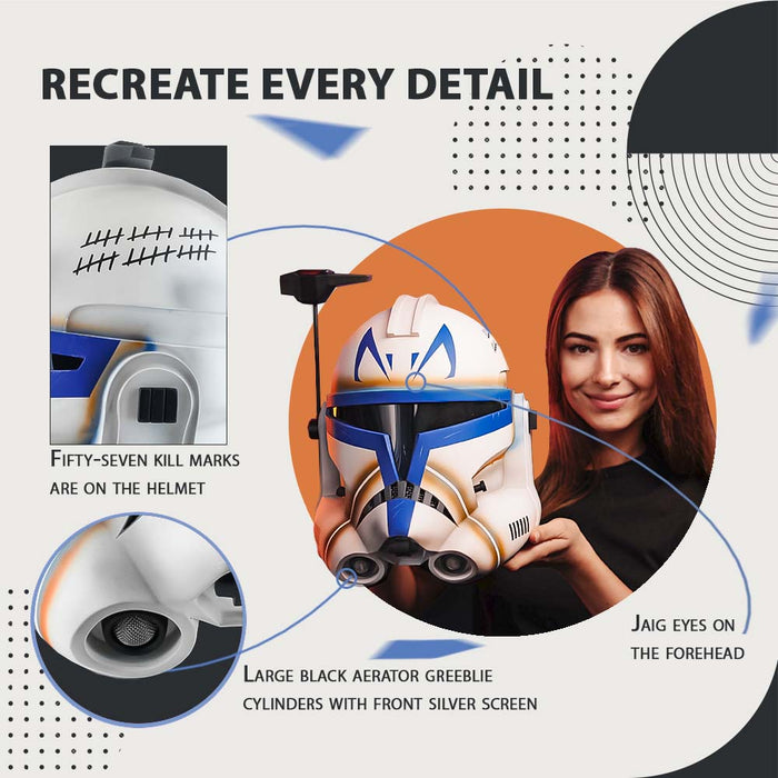 Captain Rex Clone Trooper Phase 2 Helmet from Clone Wars Series from Star Wars / Cosplay Helmet / Commander Helmet / Star Wars Helmet Cyber Craft