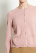 LILLY 4 Cardigan col rond en cachemire cintré rose poudré