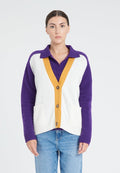 ZAYA 16 Cardigan col V color block en cachemire 4 fils multi - couleur