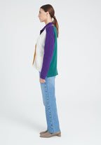 ZAYA 16 Cardigan col V color block en cachemire 4 fils multi - couleur