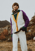 ZAYA 16 Cardigan col V color block en cachemire 4 fils multi - couleur