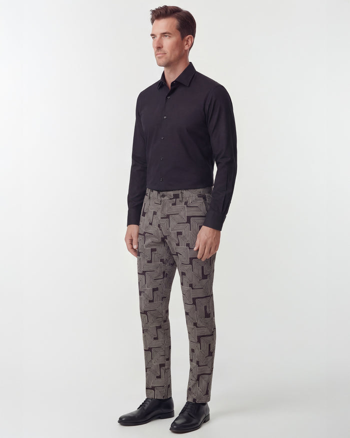 CHARLES INTER TWINE BLACK MENS TAILORED PANT