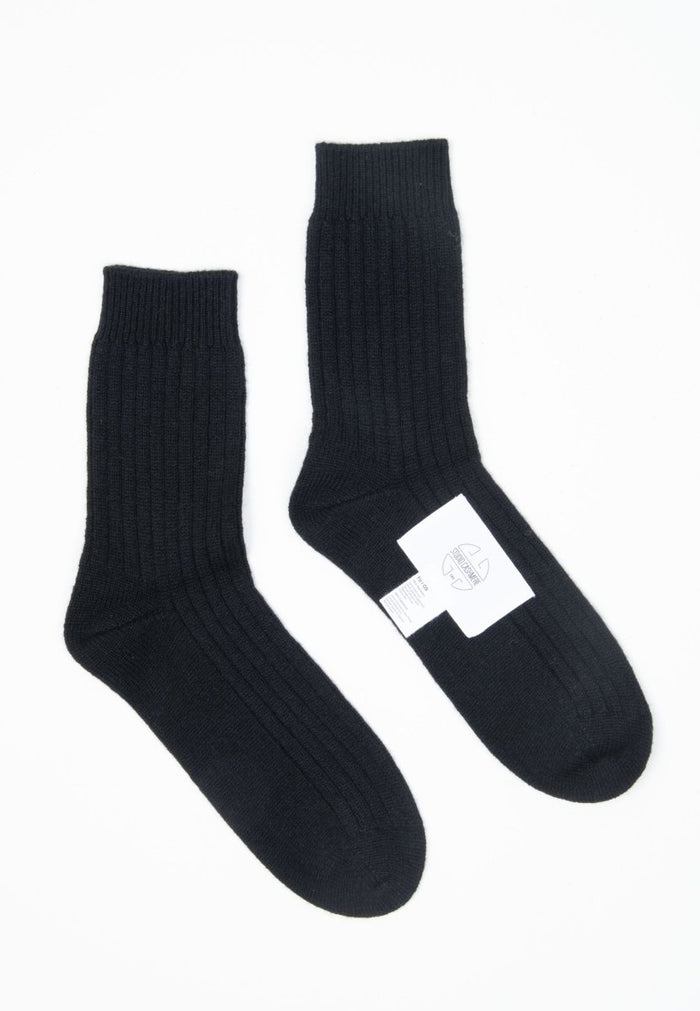 UNI 12 Chausettes en côte traditionnelle 4 fils en cachemire noir