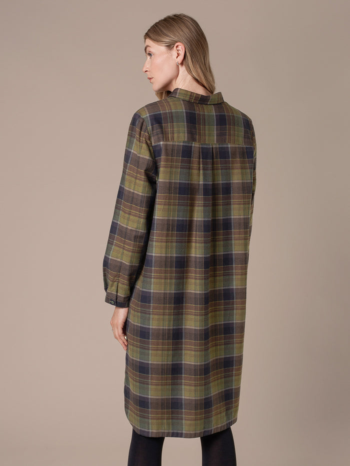 Checked Collared Shirt Dress