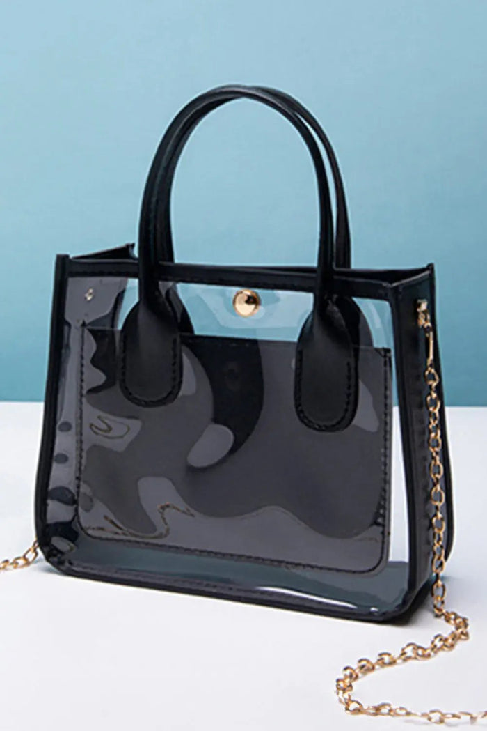 Chestnut PVC PU Leather Chain Strap Clear Shoulder Bag - Black / ONE SIZE - Shoes & Bags/Shoulder Bags