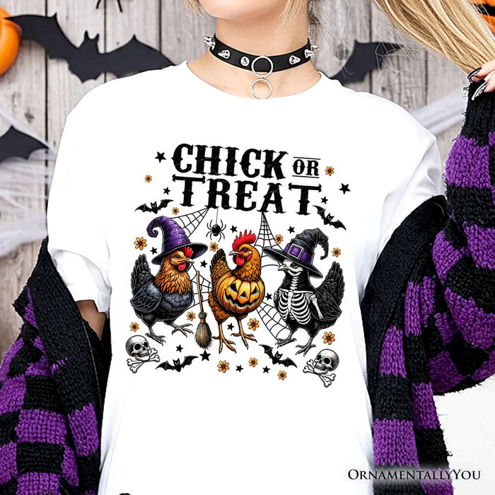 Chick or Treat Chicken T-Shirt, Funny Farmhouse Halloween Tee T-Shirts OrnamentallyYou