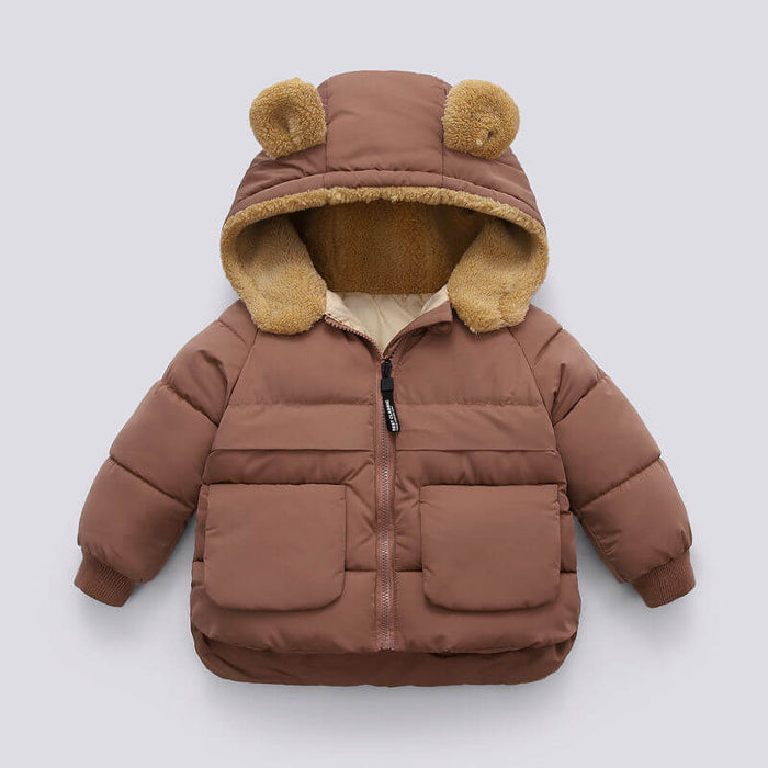 Children Short Thick Hooded Jacket | Kids Warm Hooded Winter Coat