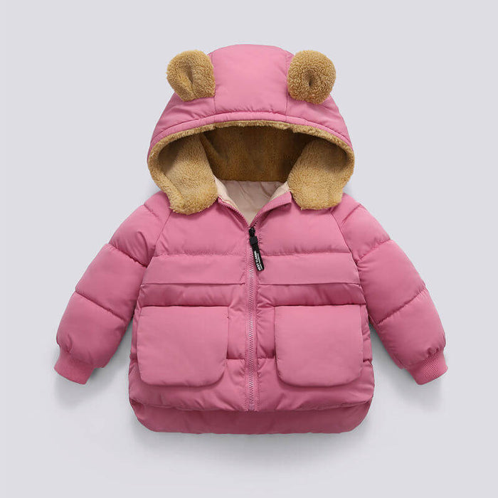Children Short Thick Hooded Jacket | Kids Warm Hooded Winter Coat