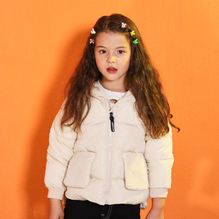 Children Short Thick Hooded Jacket | Kids Warm Hooded Winter Coat
