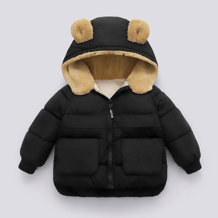 Children Short Thick Hooded Jacket | Kids Warm Hooded Winter Coat