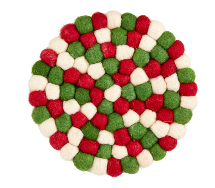 Christman Pom Trivet - Pine & Moss